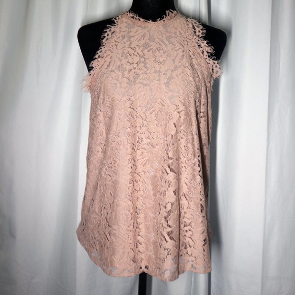 Olivia Grey Tops - Olivia Grey Pink Lace Floral Shirt